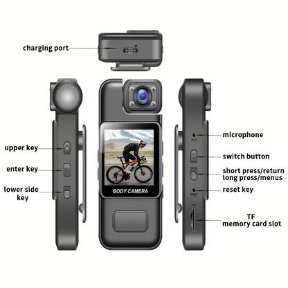 Body Camera with 180° Rotating Lens