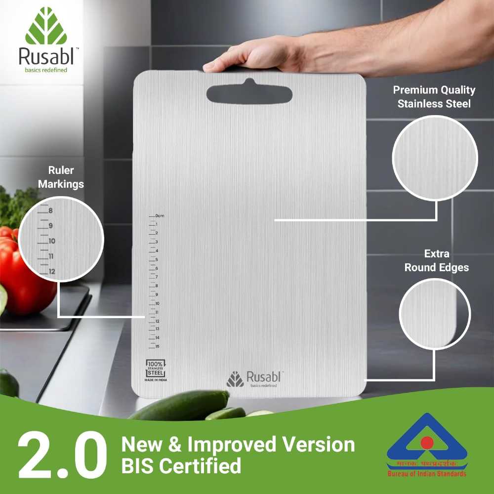 لوح تقطيع من الفولاذ المقاوم للصدأ للمطبخ | Stainless Steel Chopping Board