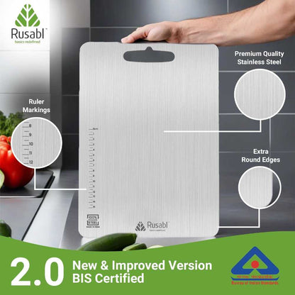 لوح تقطيع من الفولاذ المقاوم للصدأ للمطبخ | Stainless Steel Chopping Board